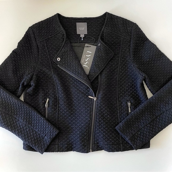 NWT Lyssé Devoe Quilted Tailored Moto Jacket Heather Black Large - Picture 12 of 16
